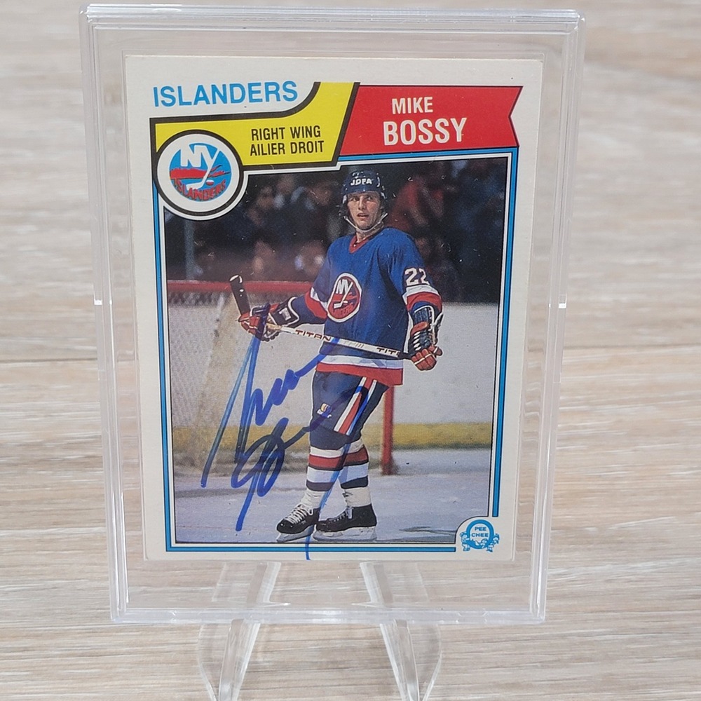 Mike Bossy Autographed 1983 O Pee Chee Hockey Card NHL Islanders #3